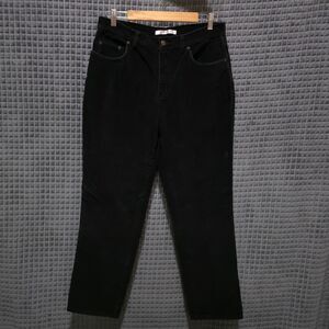 Black Corduroy HighRise Pants Sz12 34x31 VTG BillBlass Stretch Wide Retro Dressy